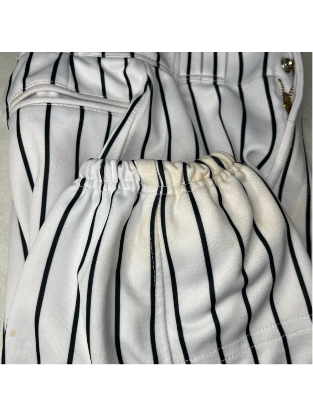 Boys Garb Athletics Casual Pants YXS White Black Pinstripe
